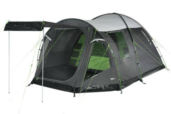 High Peak Familien-Kuppelzelt Santiago 5.0 (grau/grün, mit Vorbau)